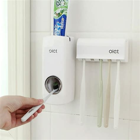 Automatic Toothpaste Dispenser Toothbrush Holder Wall Mount,Toothpaste Squeezer and Toothbrush ...