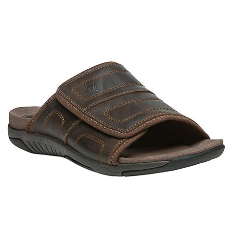 Propet - Propet Men's Hatterus Slide Sandals Brown Leather Neoprene ...