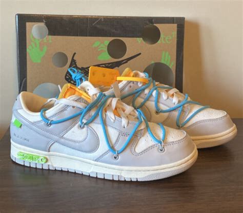 NIKE DUNK LOW x OFF WHITE LOT 2 MEN SIZE 9 DEAD STOCK SAIL/GREY/BLUE 🔥🔥 ...