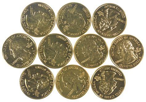 Lot of 10 24K Gold Plated Washington Quarters | Property Room