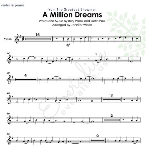 A Million Dreams from The Greatest Showman. Easy violin and piano ...