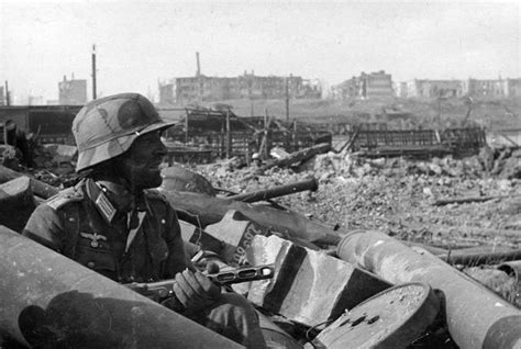 World War II Pictures In Details: German Pioneer Officer at the Ruins of Stalingrad