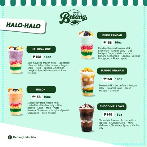 Bebang's Halo Halo Menu Philippines (2024) — Philippine Menus