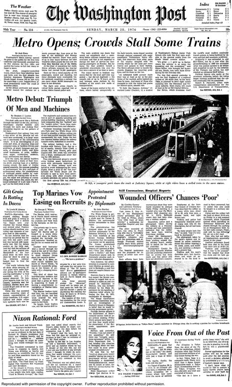 Washington Post front page: March 28, 1976 - The Washington Post