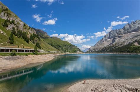 Dam In The Mountains - Fedaia Pass - Dolomites Stock Photo - Image of ...