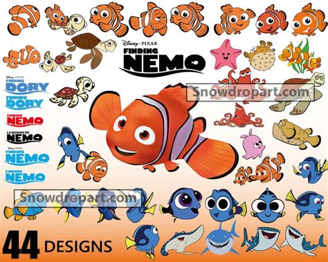 44 Finding Nemo Svg Bundle, Nemo Svg, Nemo Cut Files, Nemo Characters Svg