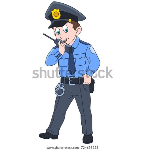 Cartoon Police Officer Policeman Isolated On Stock Vector (Royalty Free ...