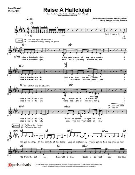 Raise A Hallelujah Sheet Music PDF (Bethel Music / Melissa Helser / Jonathan David Helser ...