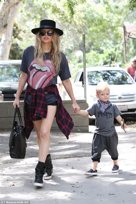 Fergie pays homage to iconic band while son Axl looks the rocker-in-training | Daily Mail Online