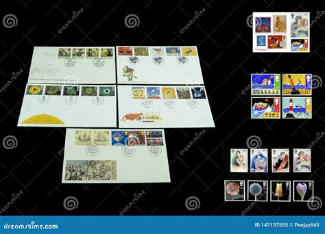 Colourful Postage Stamps and First Day Covers Editorial Image ...