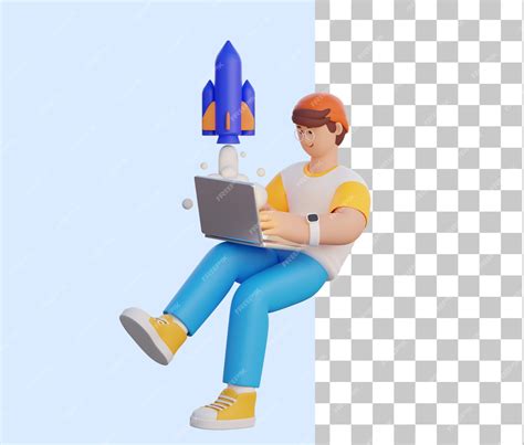 Premium PSD | A cartoon character with a rocket in the background