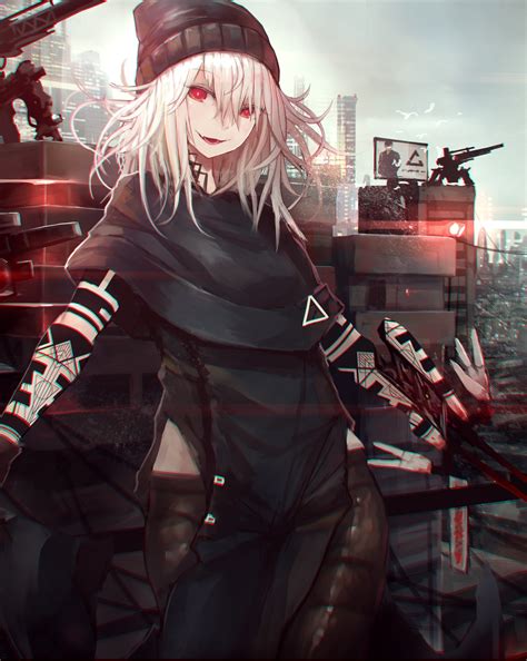 long hair, Red eyes, Anime, Anime girls, Gray hair, Cyberpunk HD ...