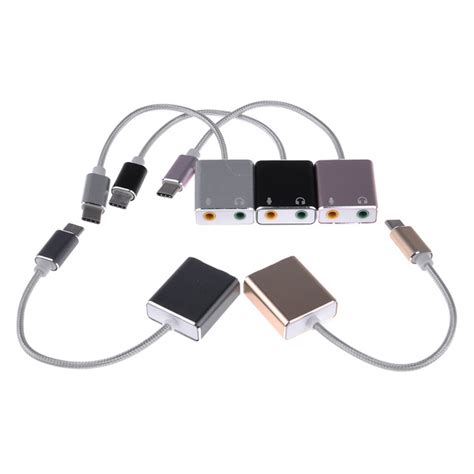 Type-C USB Sound Adapter 7.1 Channel Stereo Card External Audio Cable ...