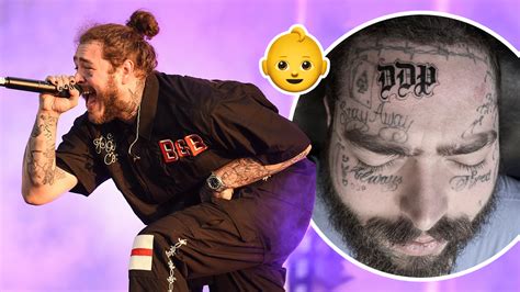 Post Malone hints at baby daughter's name with huge forehead tattoo ...