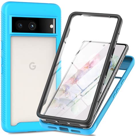 Google Pixel 7A Case with Screen Protector, Pixel 7A Clear Case, Build-in Screen Protector Full ...