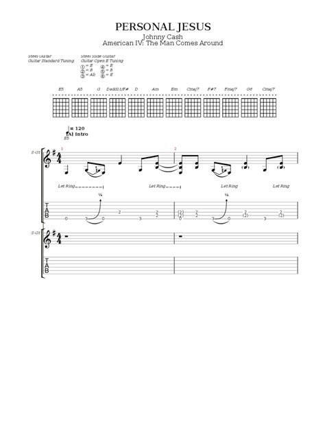 Personal Jesus Tab & Chords - Johnny Cash | PaidTabs.com