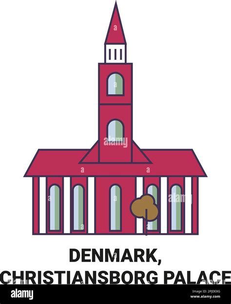Denmark, Christiansborg Palace travel landmark vector illustration ...