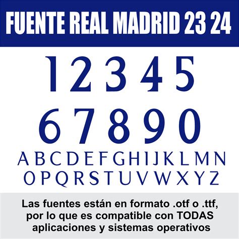 Tipografia Real Madrid Camisetas 2023 2024 Ttf Otf Numeros Dorsal ...