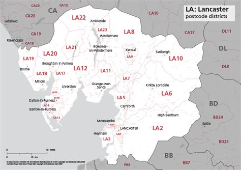 Map of LA postcode districts – Lancaster – Maproom