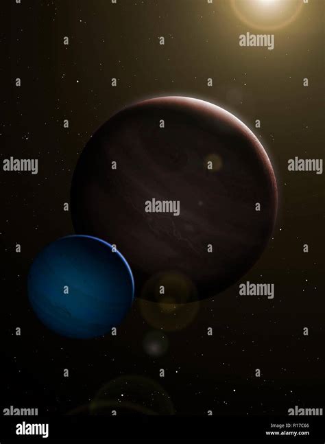 Illustration of the planet Kepler 1625b and its proposed exomoon ...