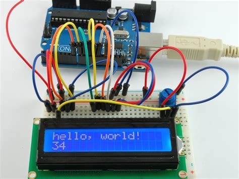 Breadboard Layout | Arduino Lesson 11. LCD Displays - Part 1 | Adafruit ...