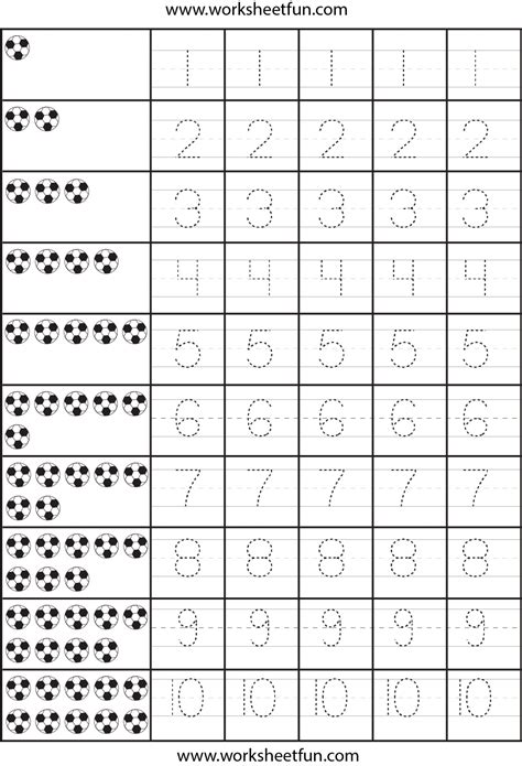 Kindergarten Writing Numbers 1-20 Worksheets