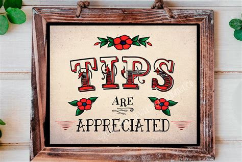 Tips Are Appreciated Tattoo Sign Tattoo Studio Decor | Etsy