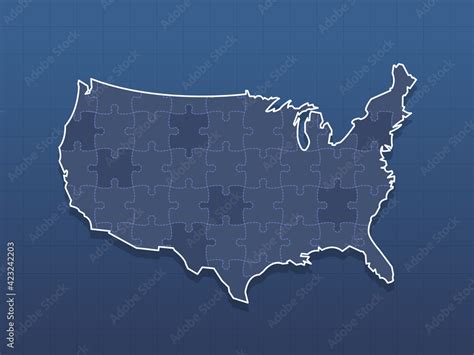 USA Map with jigsaw puzzle pieces vector illustration Stock Vector ...