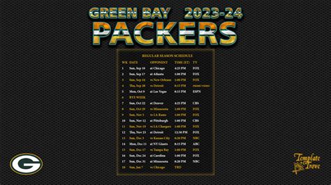 2023-2024 Green Bay Packers Wallpaper Schedule