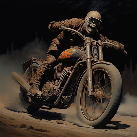 Skeleton Motorcycle Biker Art #19 Mixed Media by Tim Hill - Fine Art ...