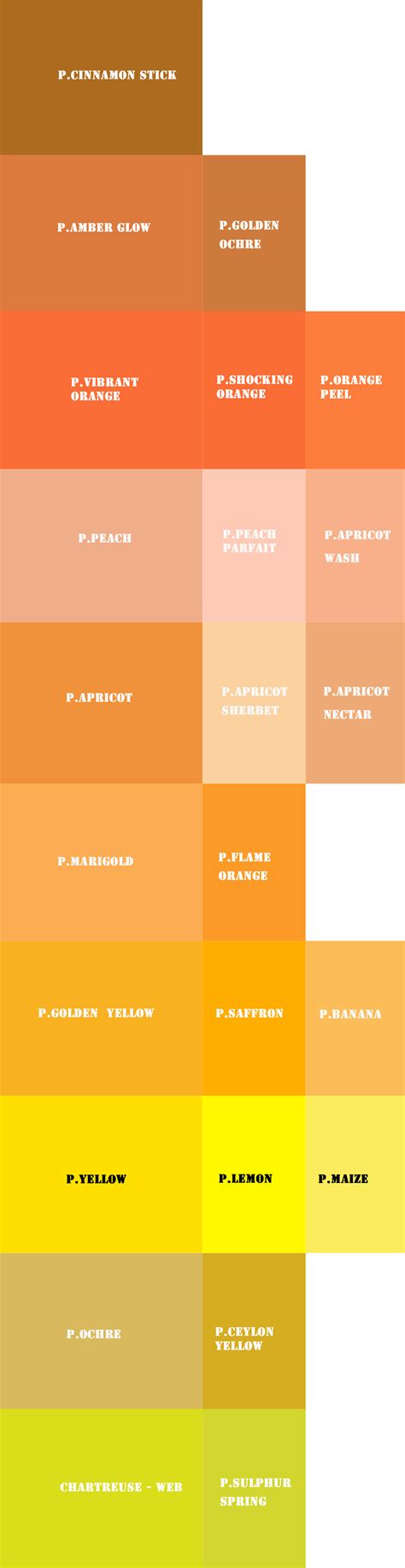 My ORANGE and YELLOW reference colors. By the way, the Pantone as well as the web colors are ...