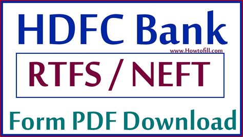 HDFC RTGS Form 2024 | HDFC NEFT Form PDF Download 2024