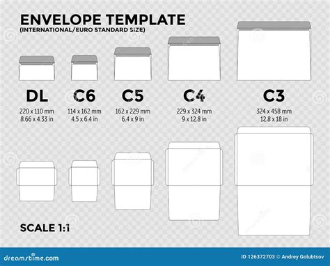 Calibre D'enveloppe Avec Les Tailles Standard Internationales Et Euro C6, C5, C4, C3 Pour A4 ...