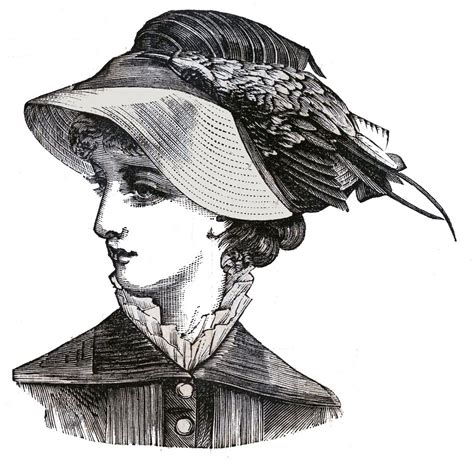 Victorian Clip Art - 3 Hat Wearing Heads - Ladies - The Graphics Fairy