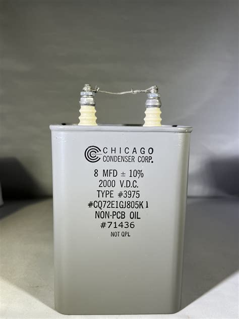 CQ72E1GJ805K1 High Voltage Capacitor 8 MFD 2000 VDC P/N 3975 Chicago ...