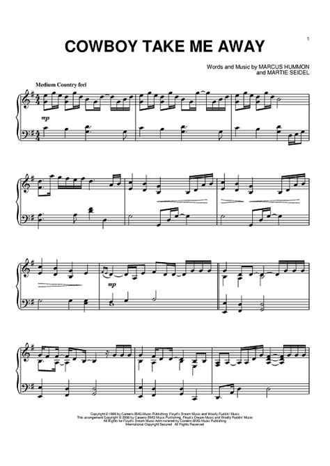 Cowboy Take Me Away" Sheet Music by The Chicks for Piano - Sheet Music Now