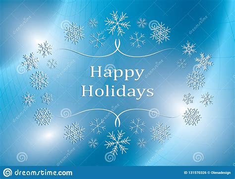 Happy Holidays - Blue Vector Greeting Card with Snowflakes Stock Vector ...