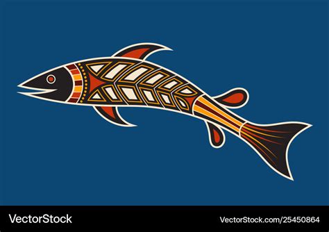 Fish aboriginal art style Royalty Free Vector Image