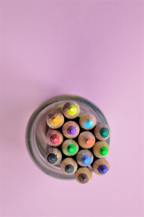 Free Images : writing, pencil, creative, sharp, wood, round, glass, colourful, color, paint ...