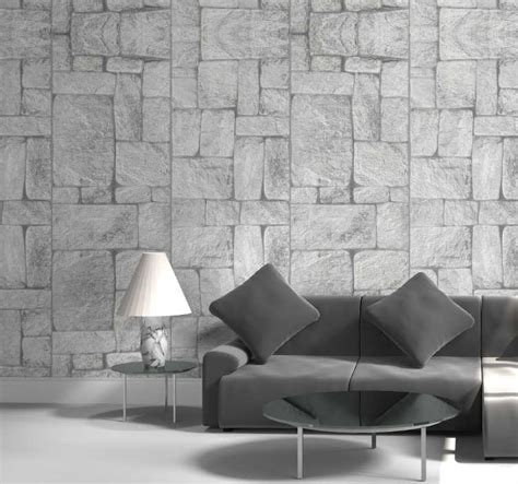 Stone effect grey stone Wallpaper - TenStickers