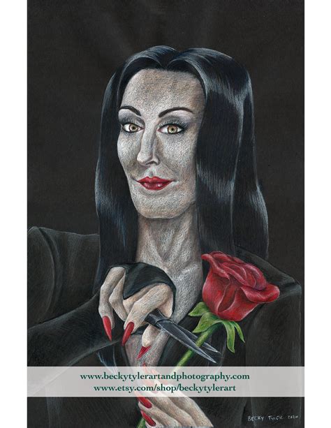 Morticia Addams Fan Art Movie Art Horror Fan Art Anjelica - Etsy