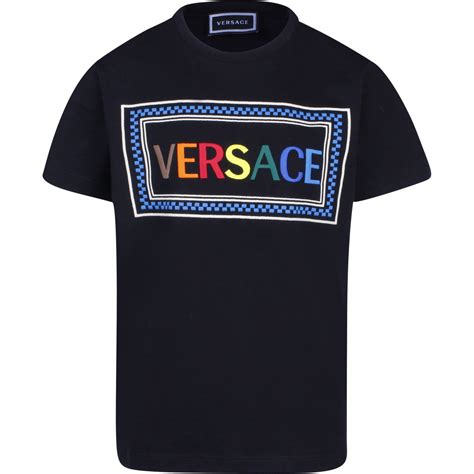 Versace Colorful Logo T-Shirt in Black — BAMBINIFASHION.COM