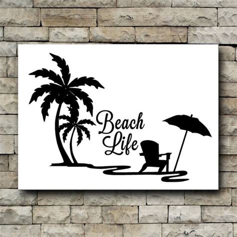 Beach life decal/beach scene vinyl decal/palm tree/beach | Etsy