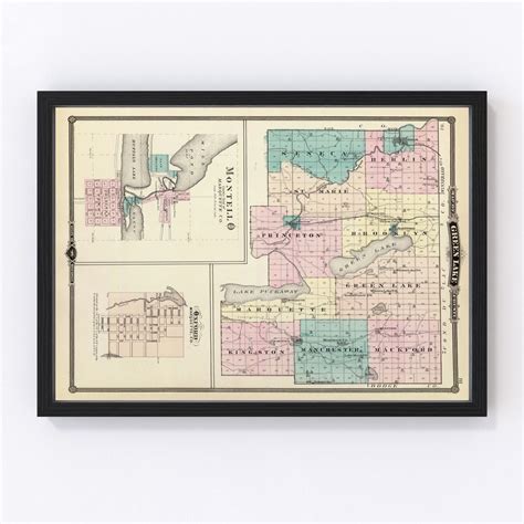 Vintage Map of Green Lake County, Wisconsin 1878 by Ted's Vintage Art