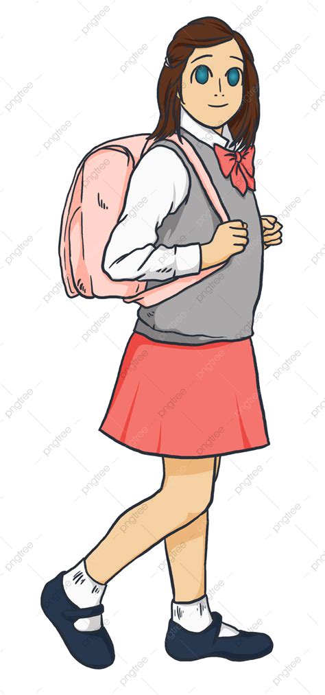 Carrying Bags White Transparent, Cartoon Girl School Uniform Carry ...