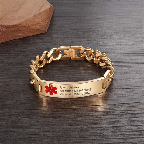 7.5 to 8.5 Inches Free Engrave Emergency Medical Bracelets for Men Women Alert ID Bracelets for ...