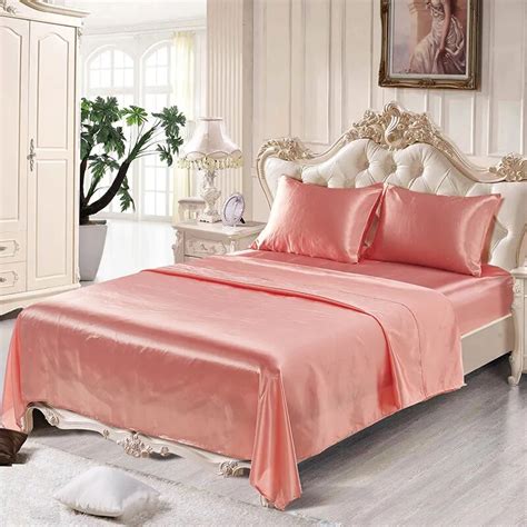 Pure Satin Silk Bedding Set Queen Twin Size 4pcs Home Textile King Size Bed Set Bedclothes ...