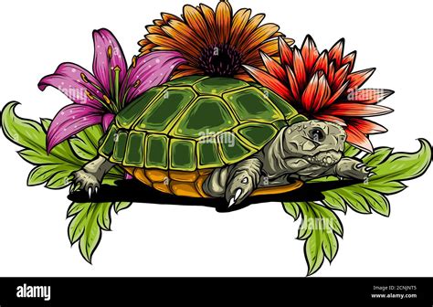 turtle with flower designs vector illustration art Stock Vector Image & Art - Alamy