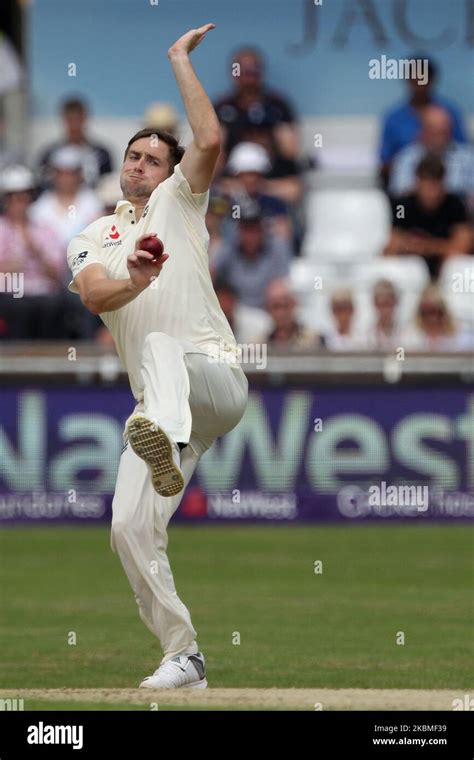 Chris Woakes of England bowling during the first day of the Second Nat ...