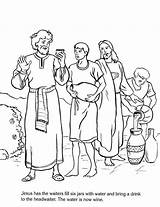 Jesus Turn Six Jars Of Water into Wine In Miracles Coloring  sketch template